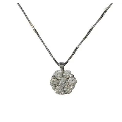 girocollo punto luce a fiore oro e diamanti ct 0,43 F|bonini-gioielli