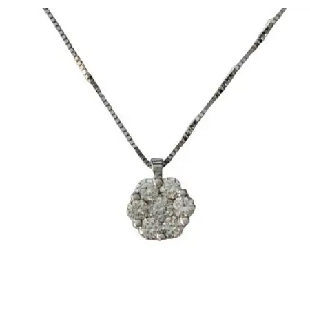 girocollo punto luce a fiore oro e diamanti ct 0,43 F|bonini-gioielli