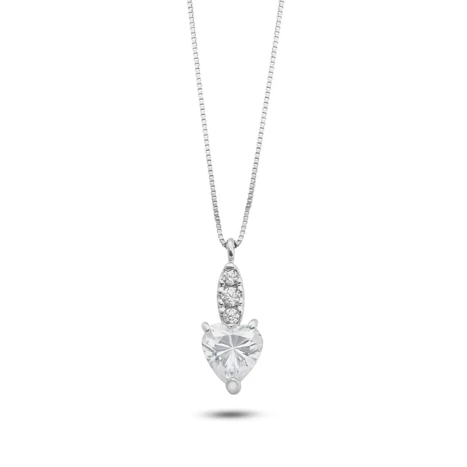 Girocollo zirconi cuore oro bianco AMBROSIA AGZ 402 - Gioielleria Bonini