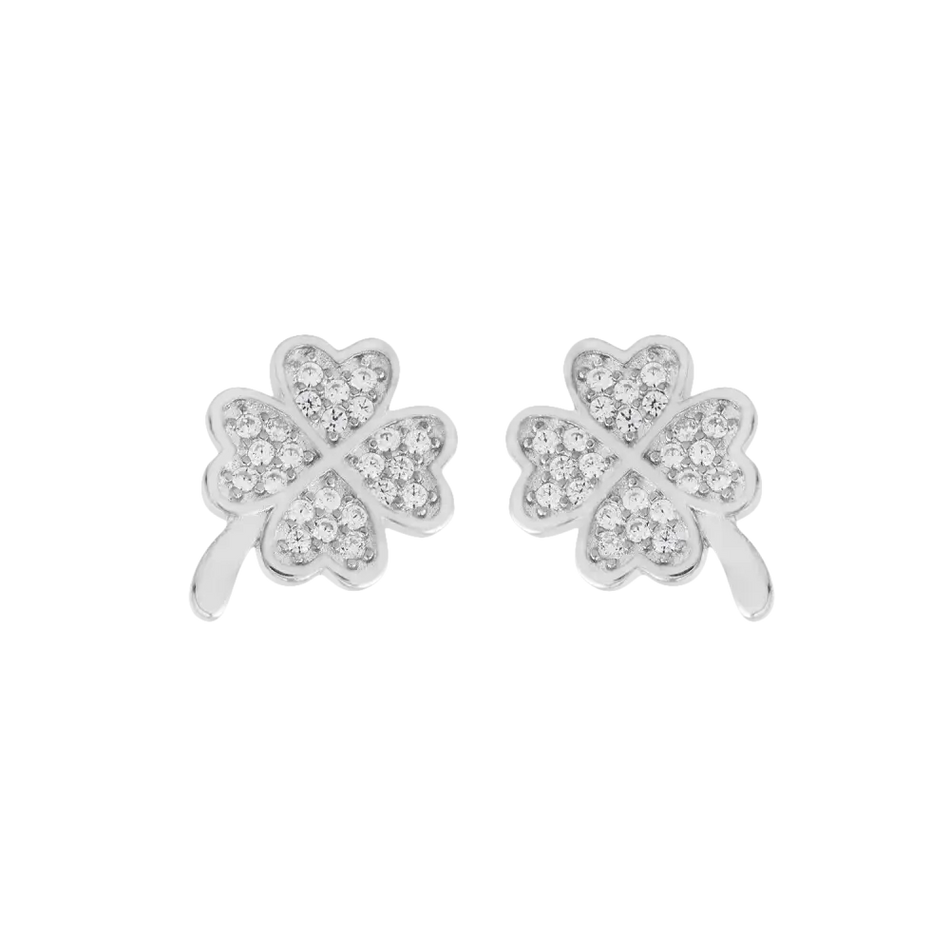 Orecchini AMBROSIA argento quadrifoglio con cristalli zirconi brillanti|bonini-gioielli