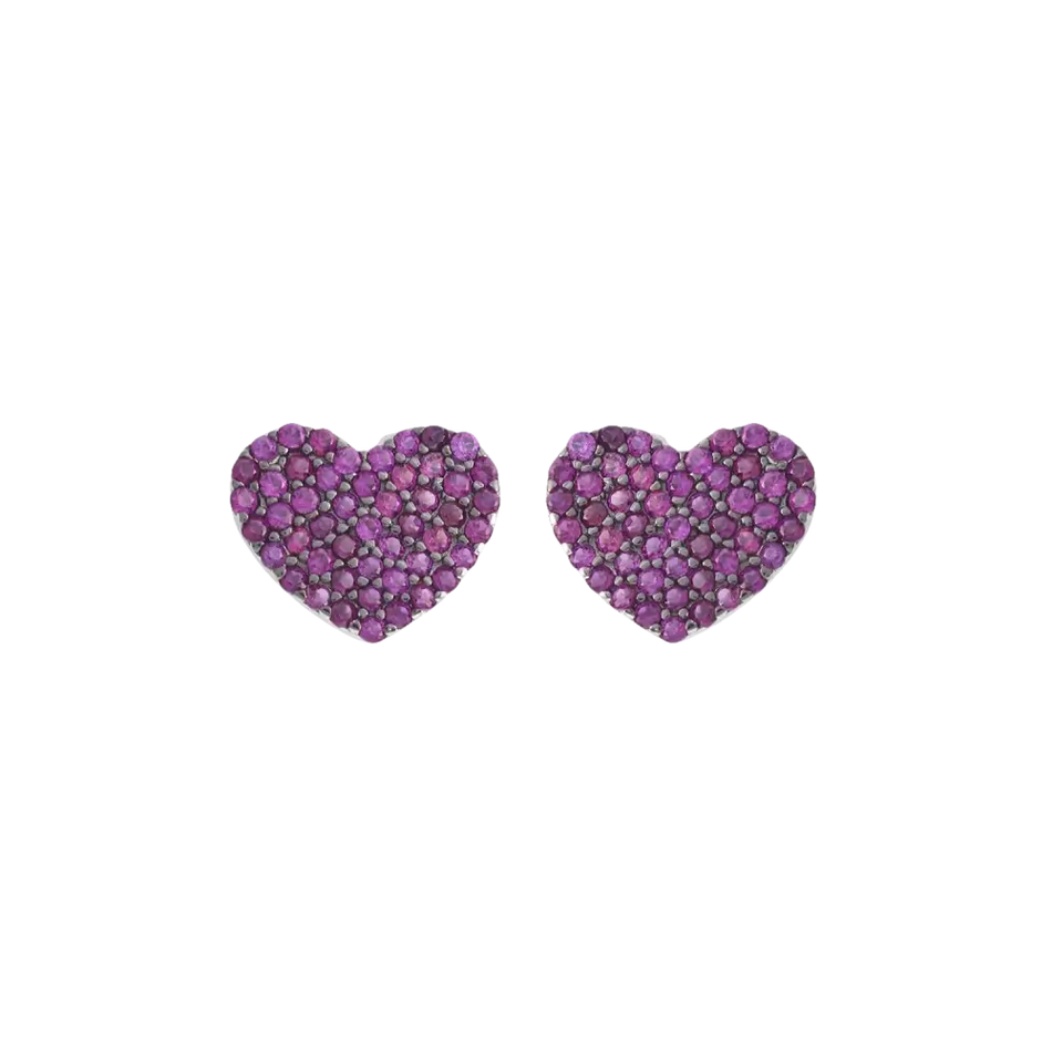 Orecchini argento con cuore zirconi AAO 239 AMBROSIA con gemme viola a forma di cuore