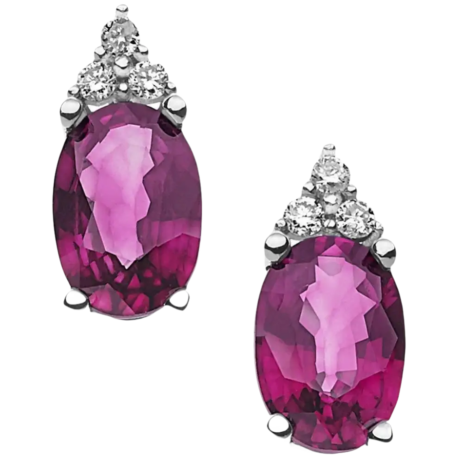 Orecchini Rubini e Diamanti COMETE ORB 776 con orecchini in oro bianco con rhodolite e diamanti