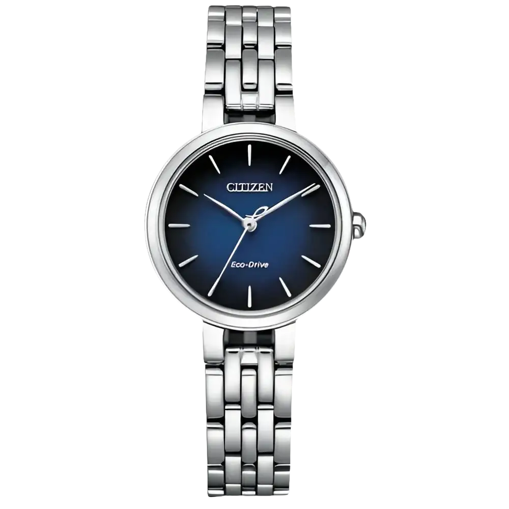 Orologio Citizen Donna in argento con quadrante blu e bracciale a maglia metallica