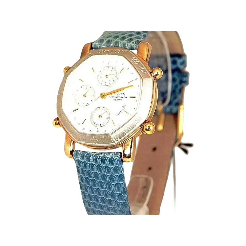 Orologio CITIZEN Donna con quadrante bianco ottagonale e cinturino in pelle blu