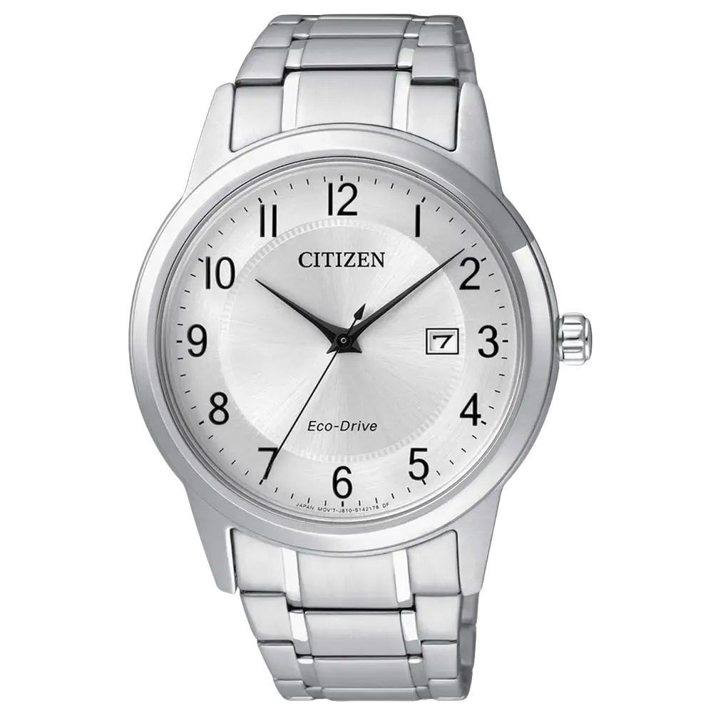 Orologio CITIZEN uomo Classico Eco-Drive AW1231-58B con quadrante argento e bracciale in acciaio