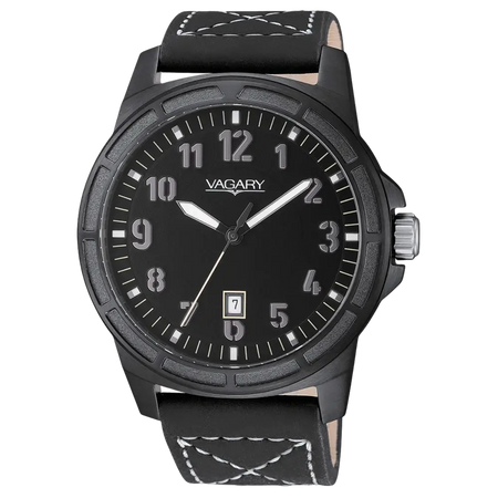 Orologio VAGARY uomo Explore solo tempo IB7-741-50 con cinturino in pelle nero
