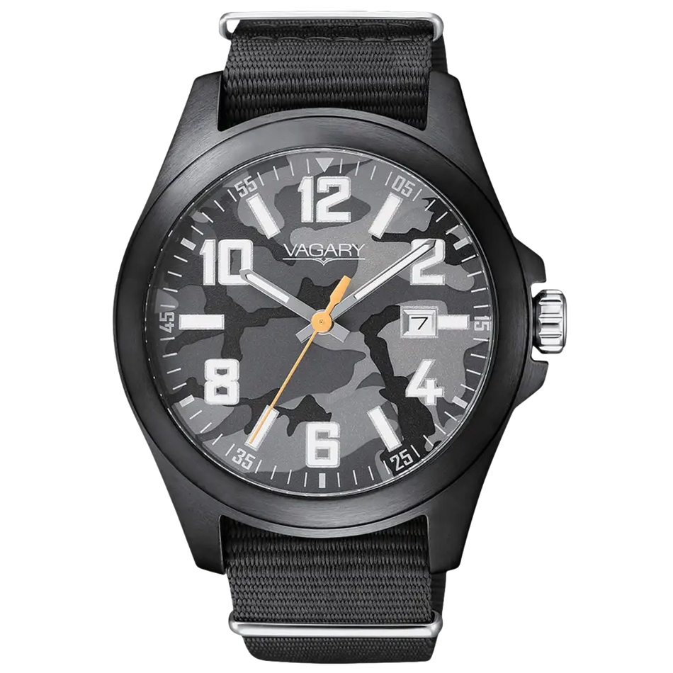 Orologio VAGARY uomo Quartz Explore con quadrante camouflage nero elegante