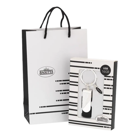 Gift set Portachiavi uomo BAGUTTA argentato con chiave USB 16GB elegante e utile