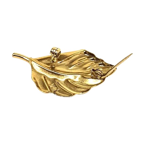 spilla oro giallo 750/1000 a forma di foglia UNOAERRE|bonini-gioielli
