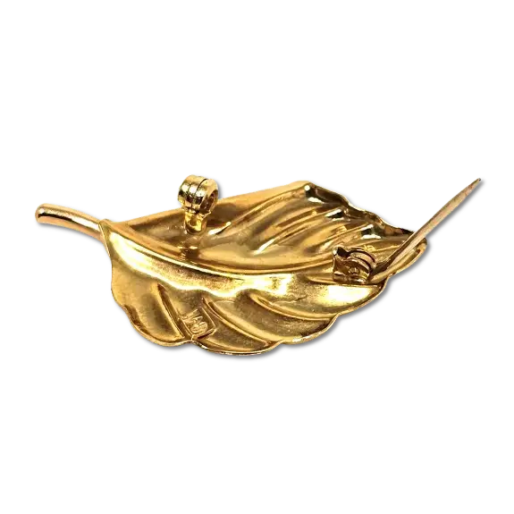 Spilla oro giallo 750/1000 a forma di foglia UNOAERRE|bonini-gioielli