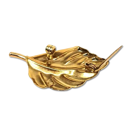 Spilla oro giallo 750/1000 a forma di foglia UNOAERRE|bonini-gioielli
