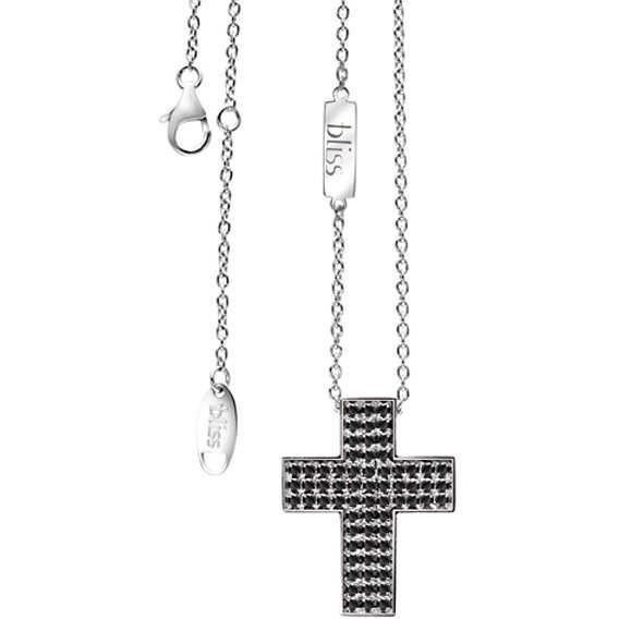 Collana argento con croce uomo zirconi neri di BLISS|bonini-gioielli