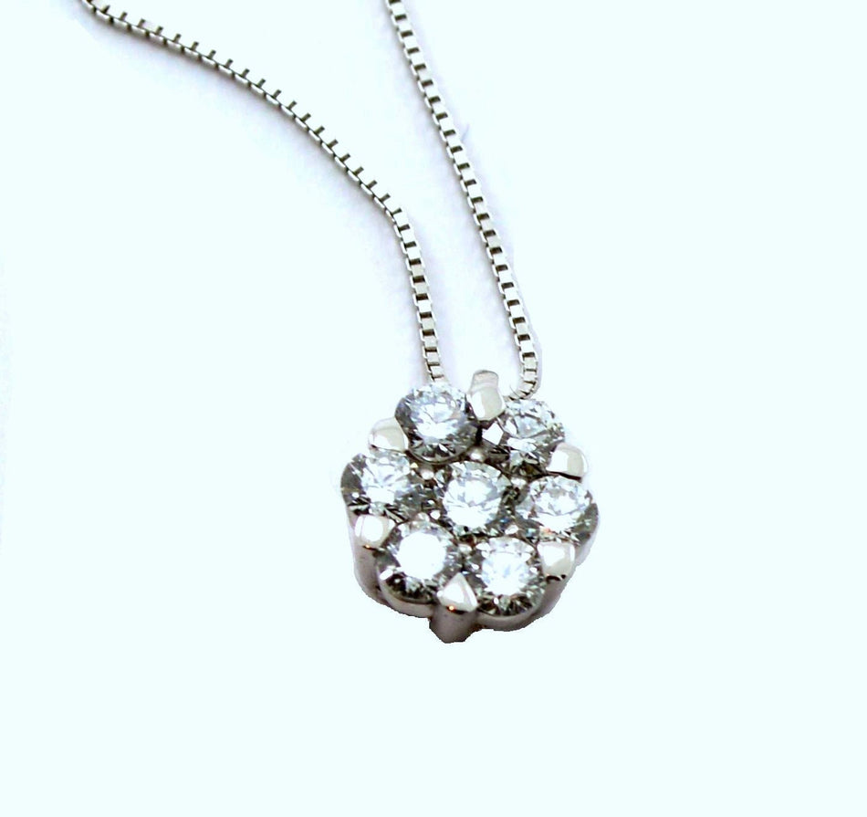 Girocollo punto luce a fiore oro e diamanti ct 0,43 F|bonini-gioielli