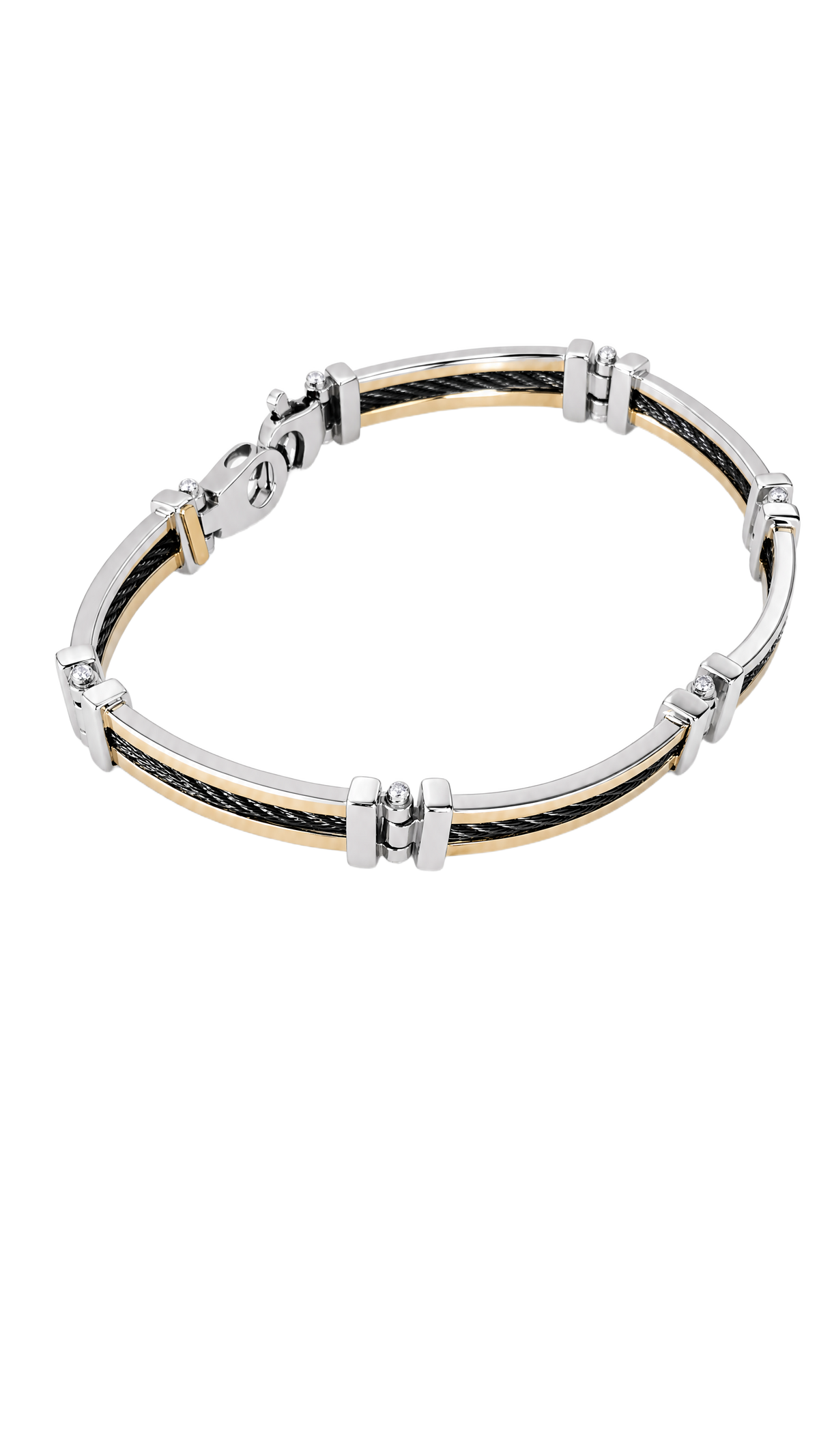 Bracciale uomo oro giallo e acciaio nero|bonini-gioielli