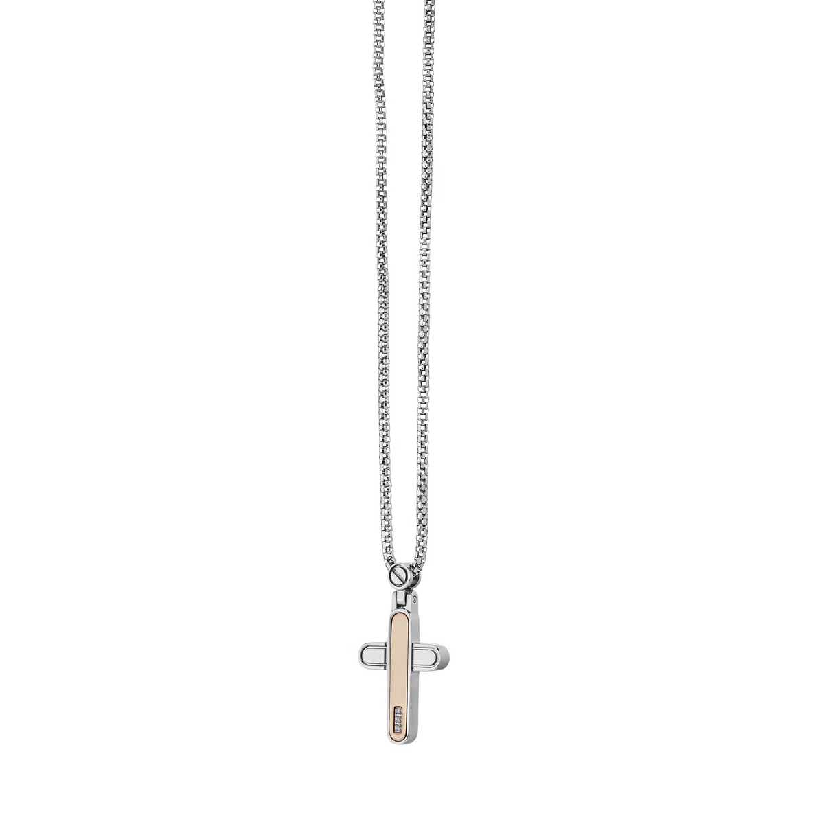 Collana uomo acciaio PVD rosé e diamanti Diamonds Label GLB 701 COMETE|bonini-gioielli