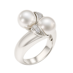 Anello oro bianco contrariè perle e diamanti SALVINI|bonini-gioielli