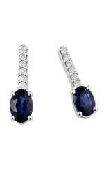 Orecchini pendenti oro bianco, diamanti e zaffiri blu|bonini-gioielli