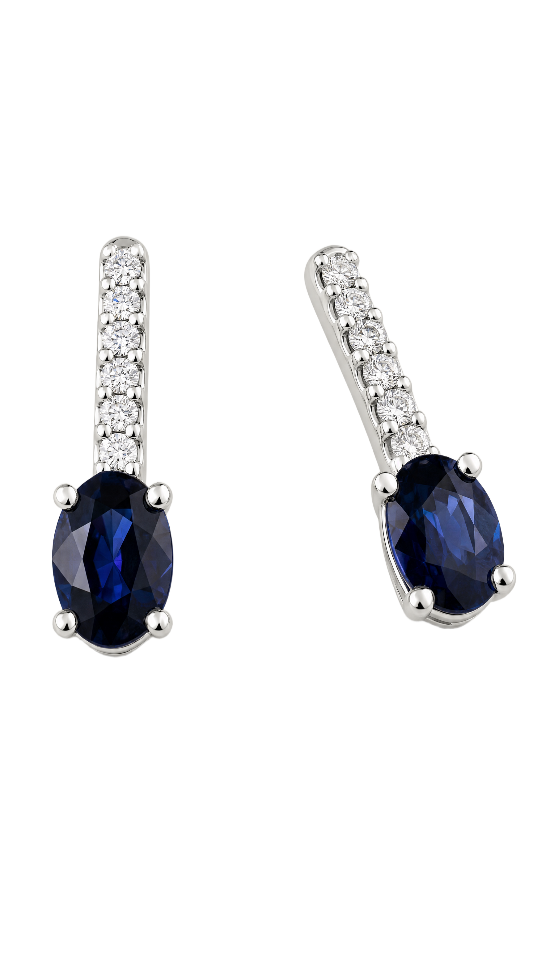 Orecchini pendenti oro bianco, diamanti e zaffiri blu|bonini-gioielli