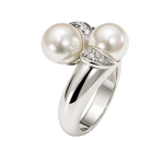 Anello oro bianco contrariè perle e diamanti SALVINI|bonini-gioielli