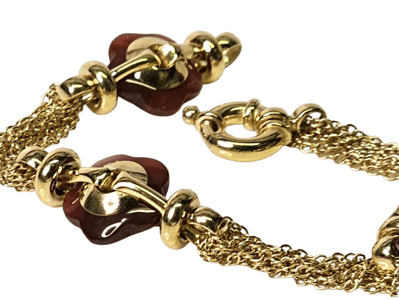 bracciale donna oro giallo 750/1000 e corniole UNOAERRE|bonini-gioielli