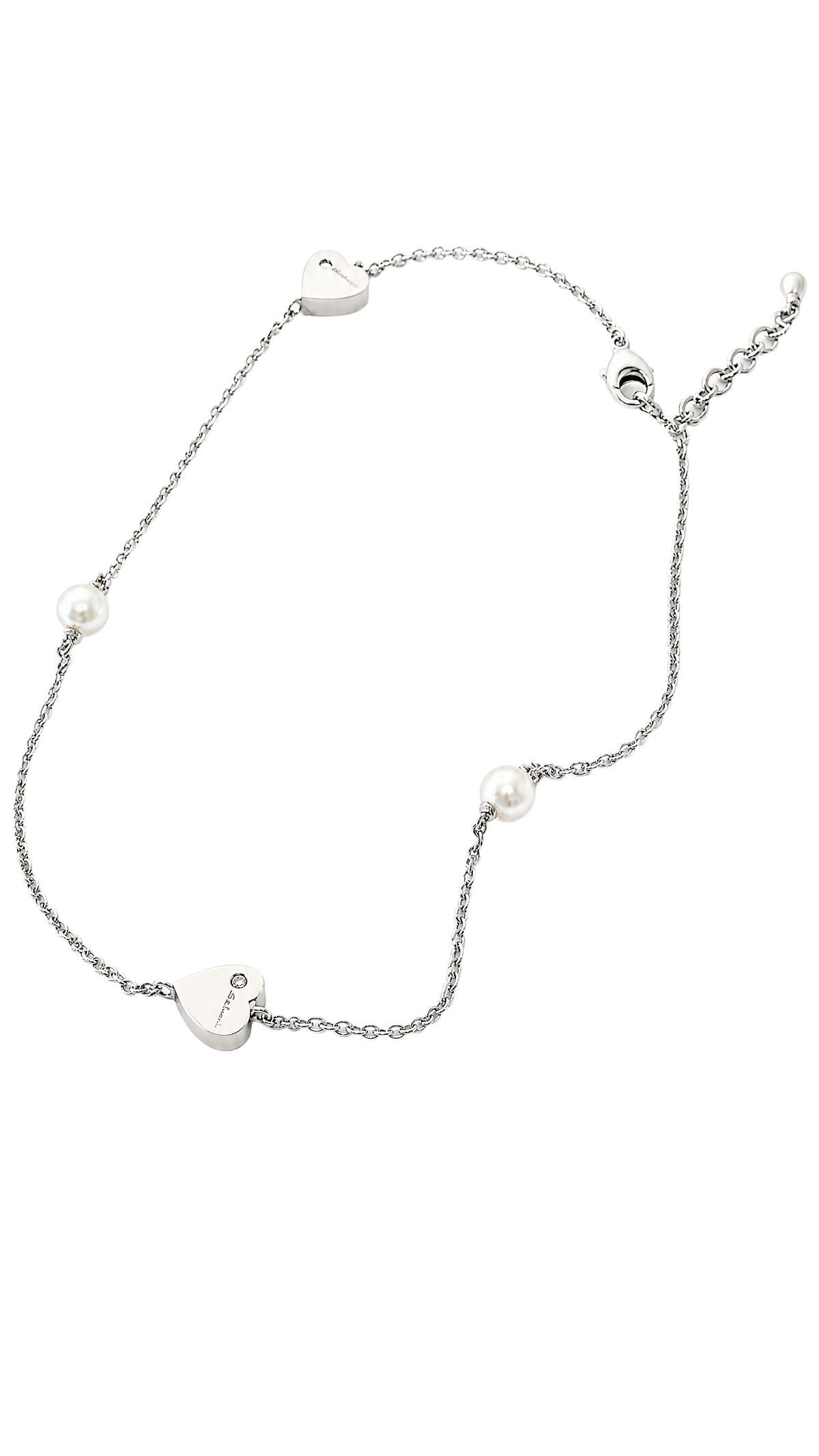 Collana oro bianco cuori e perle Happiness Salvini|bonini-gioielli