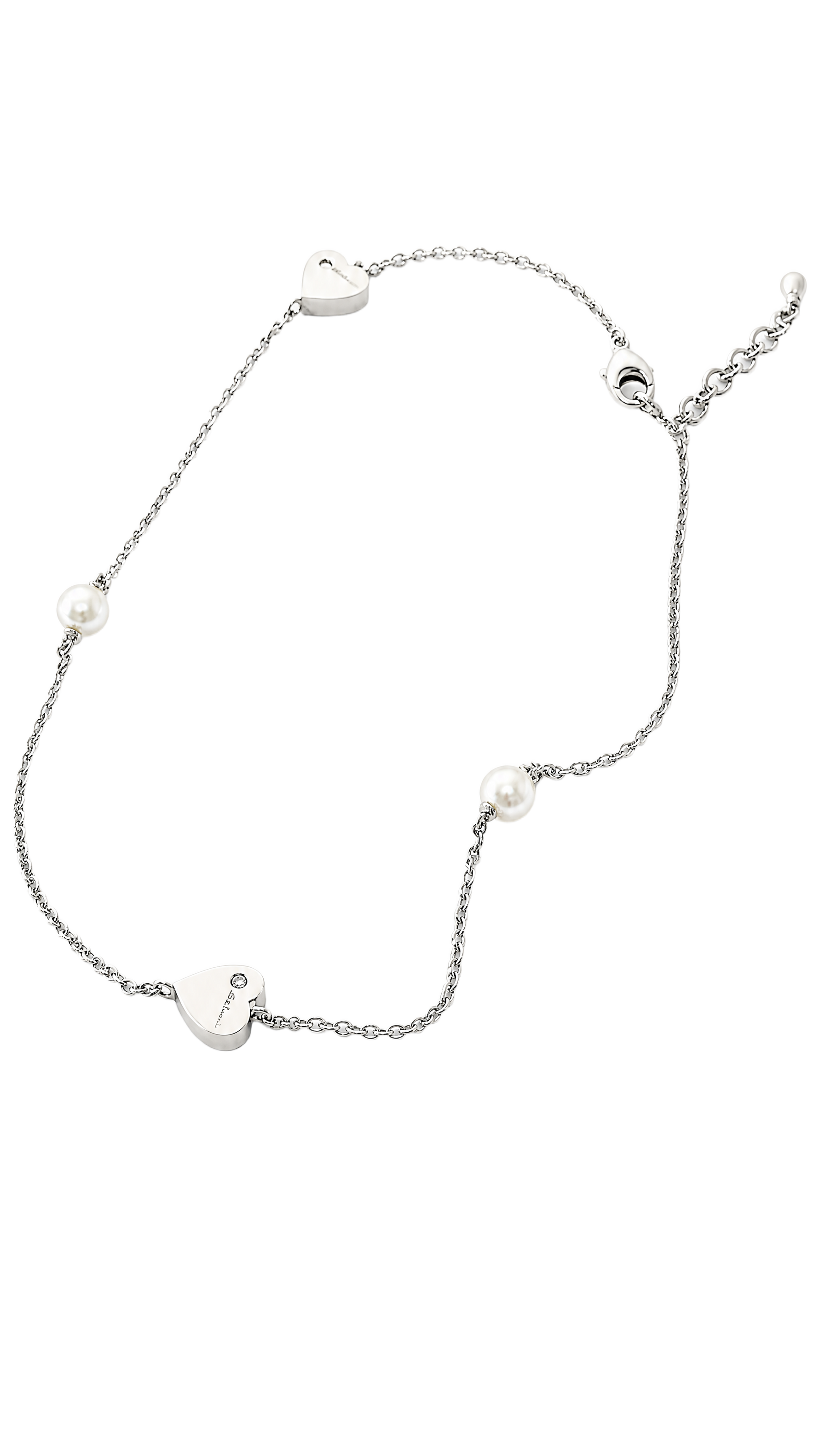 Collana oro bianco cuori e perle Happiness Salvini|bonini-gioielli