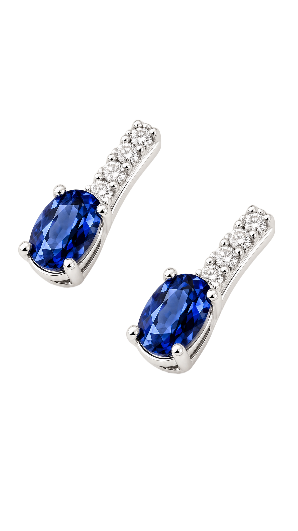Orecchini pendenti oro bianco, diamanti e zaffiri blu|bnini-gioielli
