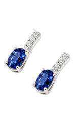 Orecchini pendenti oro bianco, diamanti e zaffiri blu|bnini-gioielli