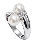 Anello oro bianco contrariè perle e diamanti SALVINI