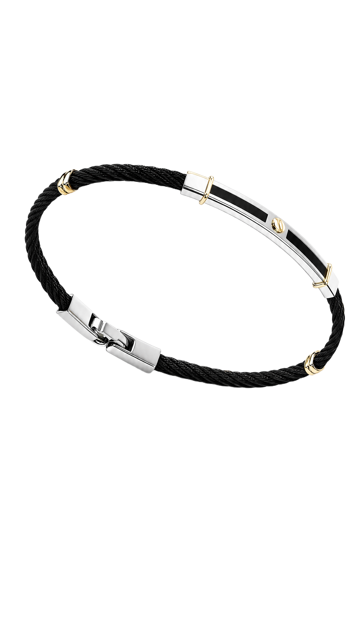 Bracciale uomo doppio cavetto acciaio blu e oro|bonini-gioielli