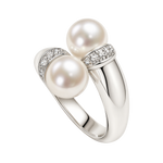 Anello oro bianco contrariè perle e diamanti SALVINI|bonini-gioielli