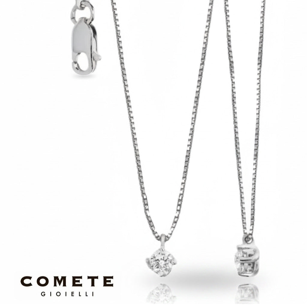 Girocollo Oro Bianco Diamante Comete GLB 1685|bonini-gioielli