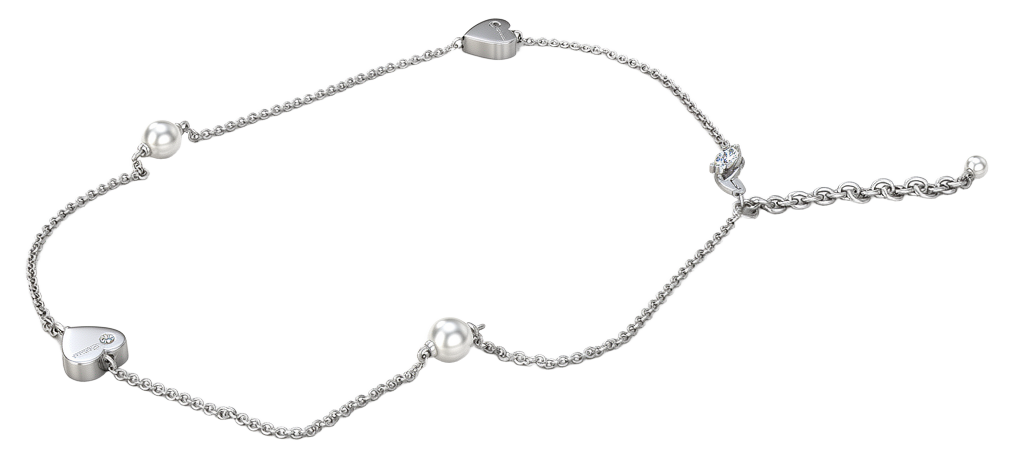 Collana oro bianco cuori e perle Happiness Salvini|bonini-gioielli