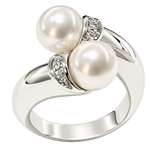 Anello oro bianco contrariè perle e diamanti SALVINI|bonini-gioielli