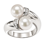 Anello oro bianco contrariè perle e diamanti SALVINI|bonini-gioielli