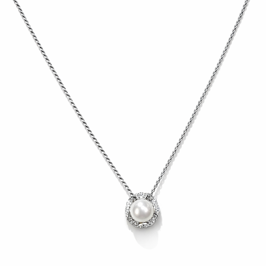 Collana oro bianco con Perla e Diamanti SALVINI|bonini-gioielli