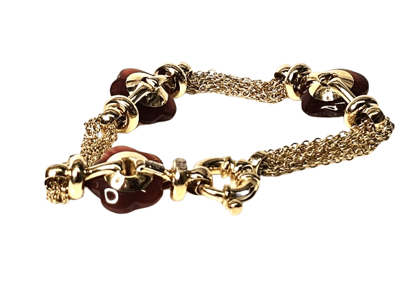 bracciale donna oro giallo 750/1000 e corniole UNOAERRE|bonini-gioielli