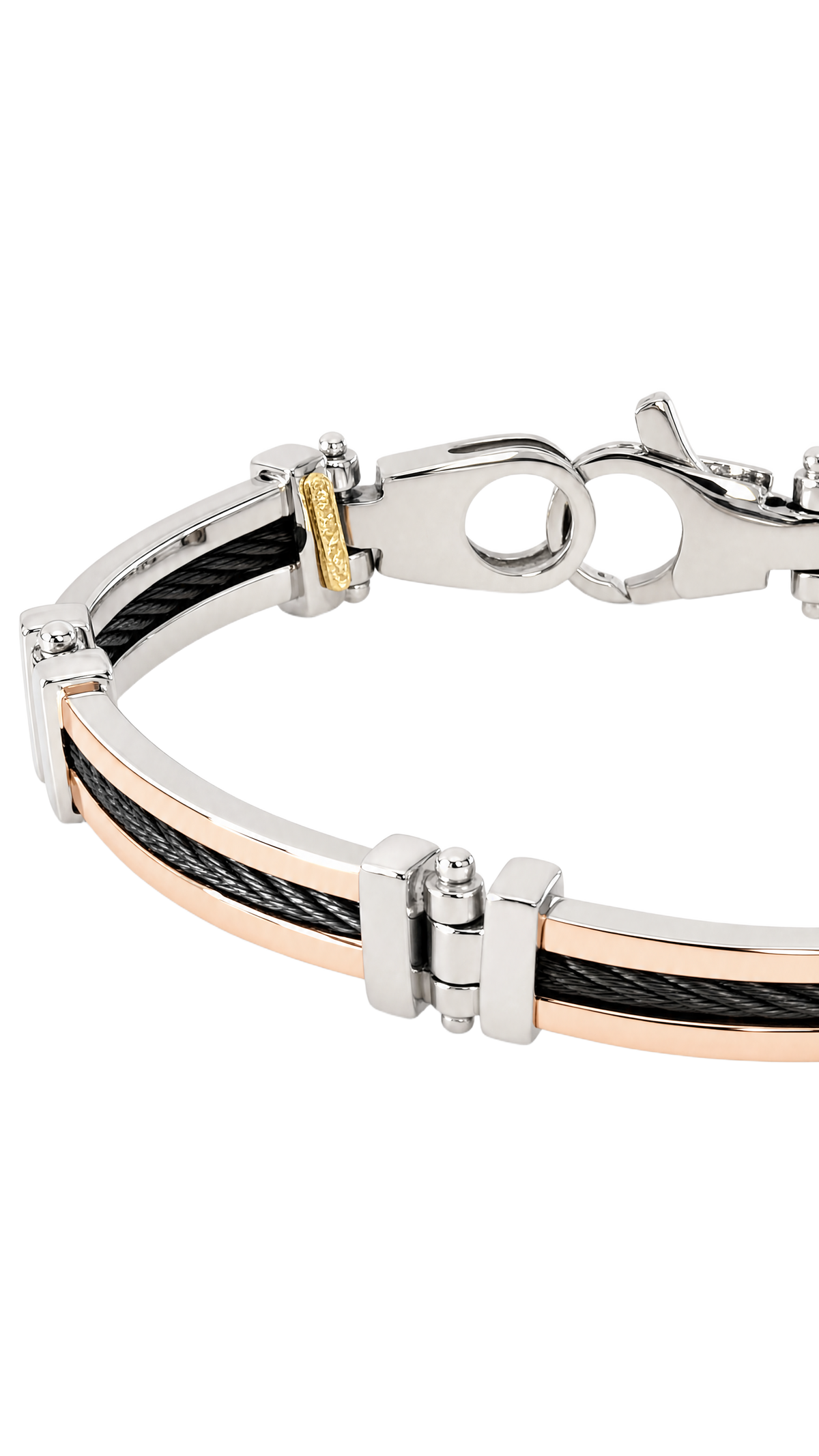 Bracciale uomo oro giallo e acciaio nero|bonini-gioielli