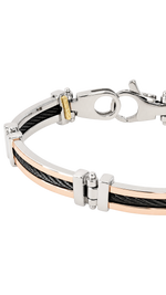 Bracciale uomo oro giallo e acciaio nero|bonini-gioielli