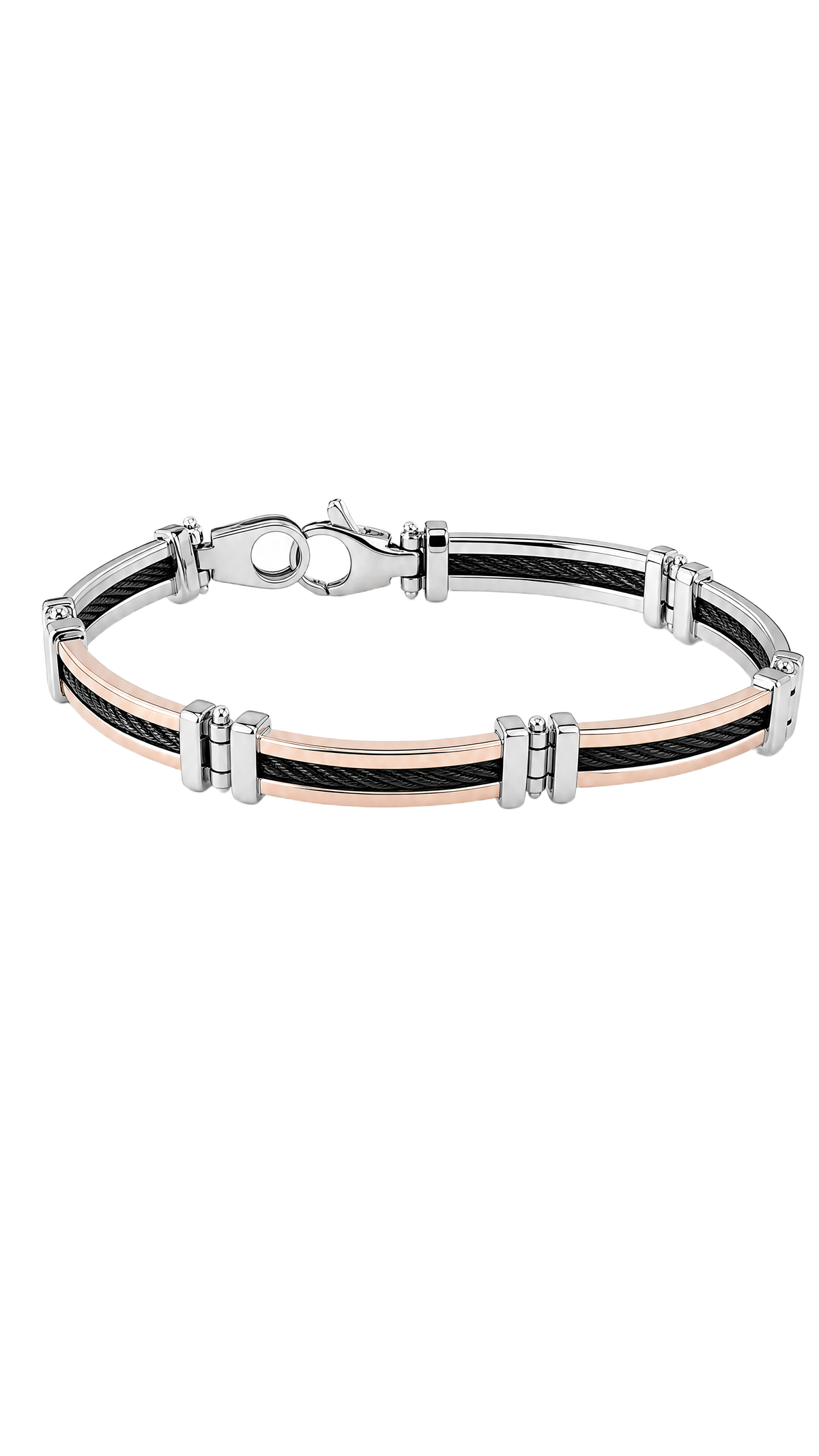 Bracciale uomo oro giallo e acciaio nero||bonini-gioielli