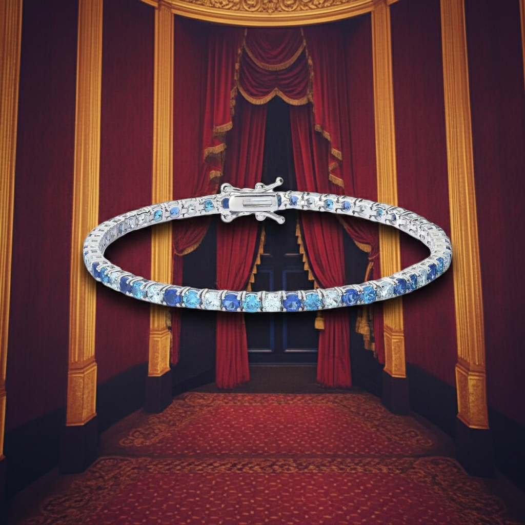 Bracciale Tennis Argento Zirconi blu Topazio Acquamarina COMETE|bonini-gioielli