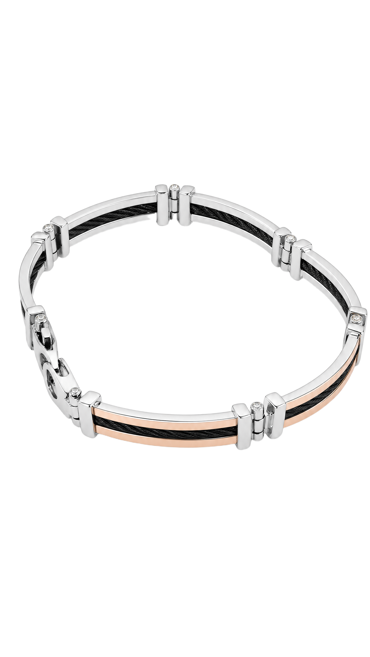 Bracciale uomo oro giallo e acciaio nero|bonini-gioielli