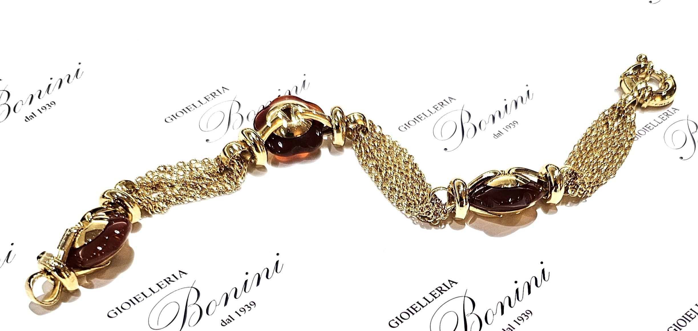 bracciale donna oro giallo 750/1000 e corniole UNOAERRE|bonini-gioielli