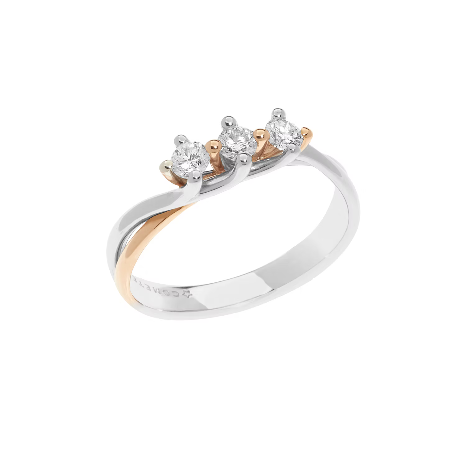 Anello oro Trilogy bicolore Diamanti ct 0.30 COMETE ANB 2578|bonini-gioielli