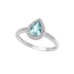 Anello acquamarina goccia e diamanti oro bianco COMETE GIOIELLI ANQ 314|bonini-gioielli