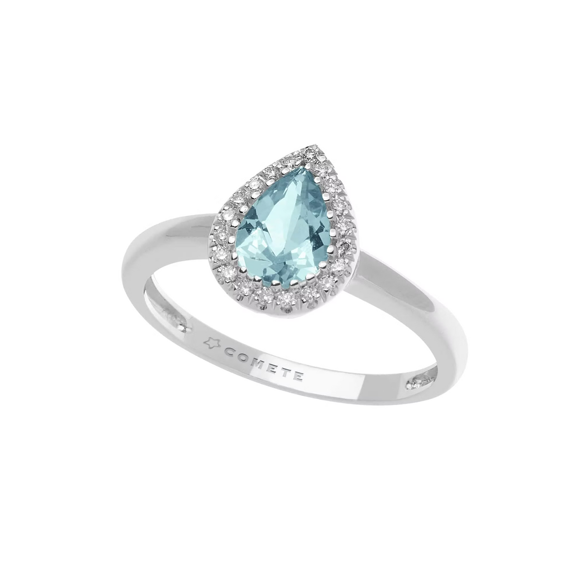 Anello acquamarina goccia e diamanti oro bianco COMETE GIOIELLI ANQ 314|bonini-gioielli