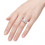 Anello Oro Bianco, Perla e fiocchetto di diamanti Salvini|bonini-gioielli