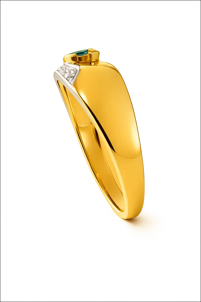 Anello oro giallo con smeraldo e diamanti UNOAERRE|bonini-gioielli