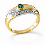 Anello oro giallo con smeraldo e diamanti UNOAERRE|bonini-gioielli