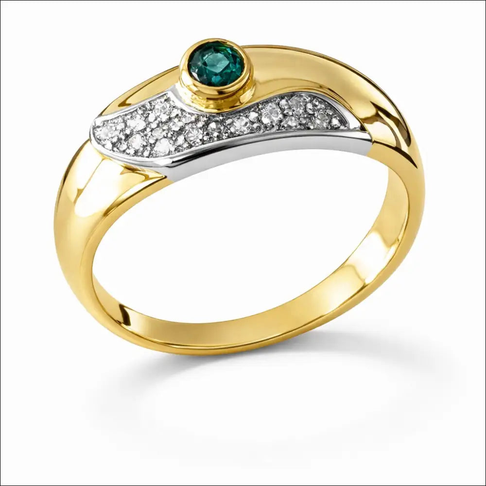 Anello oro giallo con smeraldo e diamanti UNOAERRE|bonini-gioielli